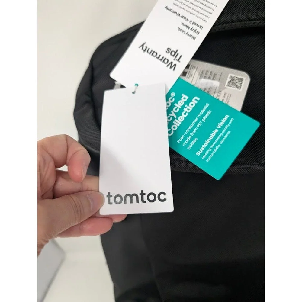 Tomtoc Recycled Collection Tech Laptop Backpack‎ Matte Black NWT